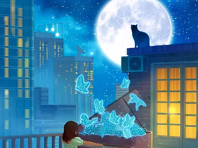 starry sky illustration scene illustrations