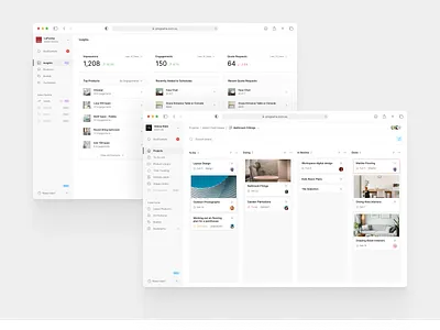 Interior Design Platform clean flat interior design kanban minimal project management saas to do todo trello web app white