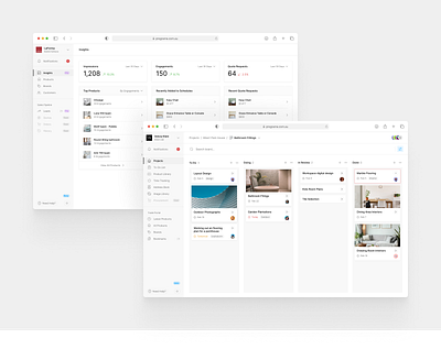 Interior Design Platform clean flat interior design kanban minimal project management saas to do todo trello web app white