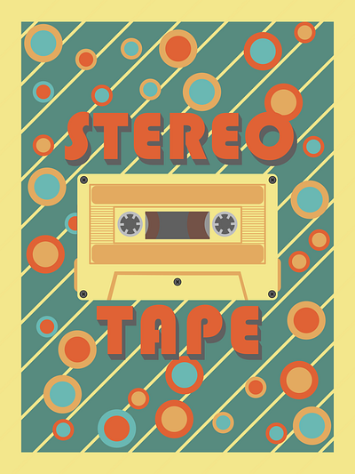 STEREO TAPE ai animation branding classy cool design friday graphic design happy illustrator music old poster redbubble retro stereo stereotape tape ui vintage