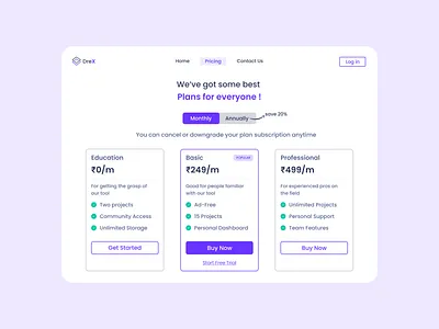 Pricing | Daily UI 30 buy now daily ui daily ui 30 dailyuichallenge design menu pricing subscription ui ux