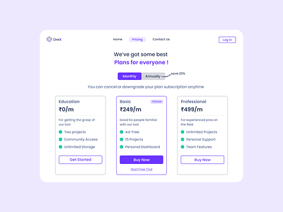 Pricing | Daily UI 30 buy now daily ui daily ui 30 dailyuichallenge design menu pricing subscription ui ux