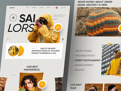 Sailors - Photo Studio Landing Page agency branding brutalism camera colorfull company corporate image out of the box outstanding photo studio photo studio website product studio swiss style ui uidesign user experience