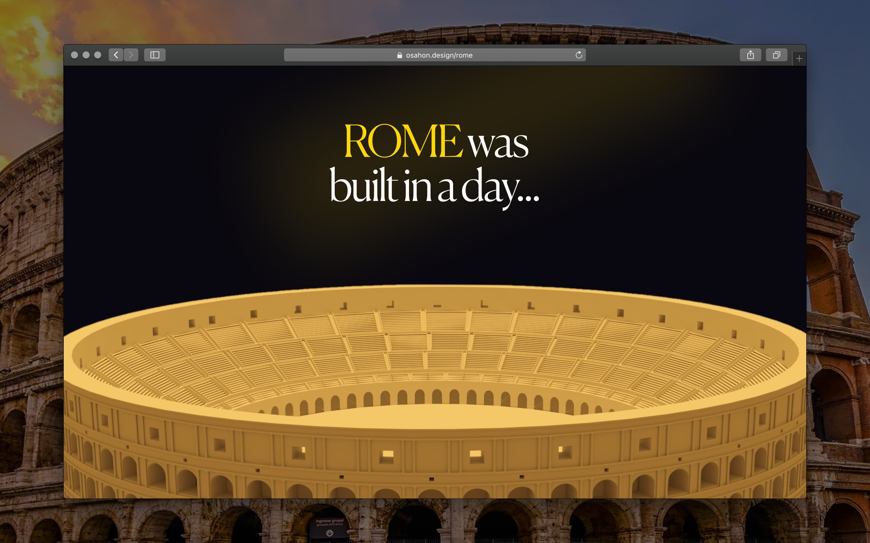 A web documentary of the Colosseum. 3d animation art documentary graphic design ui web website