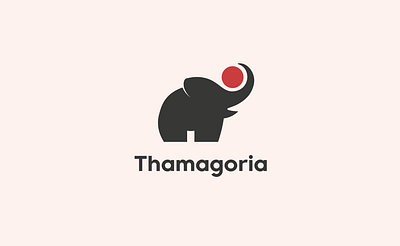 Thamagoria elephant branding color design elephant flat japan logo minimalist red