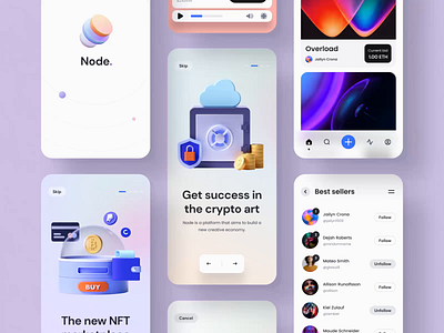 Node – Crypto NFT iOS UI Kit #4 3d 3d illustration adobe xd animated animation app clean dark mode dark theme figma resource illustration ios marketplace minimal nft sketchapp ui ui design ux ux design