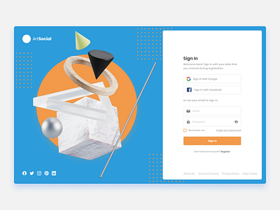 Website Sign In Page 3d art color design desktop figma illustration minimal sign in sign up social media ui uiux ux web