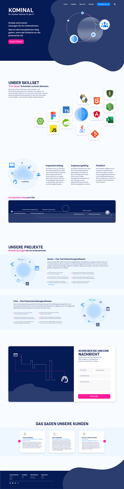 Kominal (Website) - Your strong partner in IT 3d animation app blue branding colorfull design graphic design illustration kominal logo motion graphics software engeneering ui vector web webapp