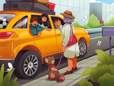 Family Moments: Visiting Granny car children city design design studio digital art digital illustration family grandmother graphic design illustration illustration art illustration artists illustrator illustrators people people illustration procreate street trip