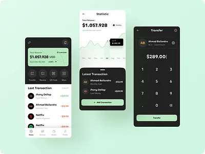 GreenBank - Mobile App app bank bank app banking banking app branding finance finance app finances financial financial app fintech minimal mobile mobile app mobile app design mobile design mobile ui ui ux