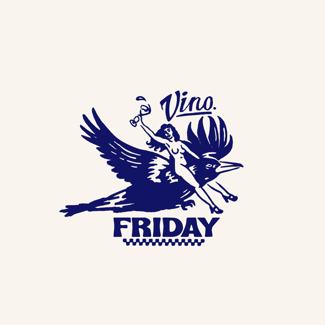 Vino - Spot Illustration alcohol artwork bird girl illustration magpie packaging print spot illustration vino wine winery