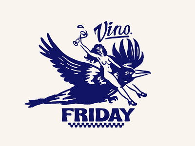 Vino - Spot Illustration alcohol artwork bird girl illustration magpie packaging print spot illustration vino wine winery