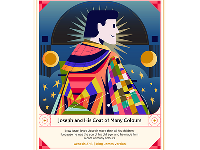 Joseph's Multicolours Coat bible card christ christian coat colour design digital icon illustration man mission nft star vector