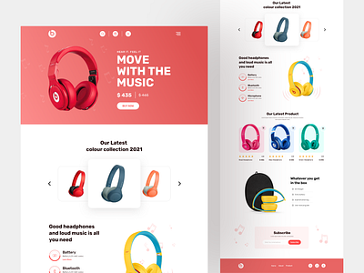 Headphone Landing Page branding clean clourfull design e e commerce headphone headphone landing page landing landing page music online market online sopping product product landing page ui ui interface ux web website