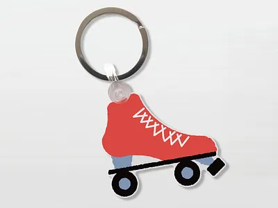 Red Roller Skate Keychain activity apparel footwear hobby jammer key chain keychain quad red retro roller derby roller rink roller skate rollerskating shoe shoelaces sports teamwork vintage wheels