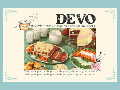 Devo 50s 50s inspired art direction collage cookbook design devo digital design graphic design poster design retro cookbook show poster typography vintage cookbook