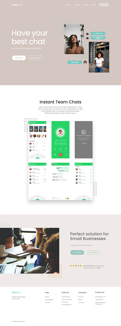 ChatApp web page app branding design photography typography ui ux