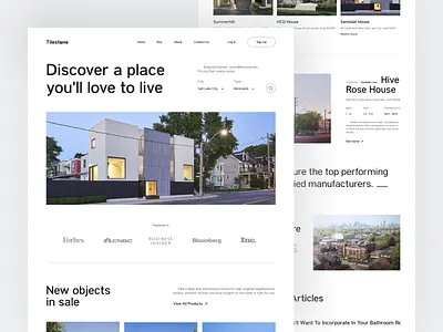 Tilestone - Real Estate Website Design building clean house landing page property property website real estate real estate agency real estate website realtor simple ui ux web website website design