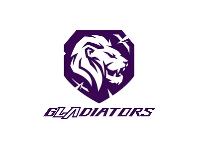 LA Gladiators logo redesign branding design illustration la gladiators lion logo mascot mascot logo purple typography ui ux vector
