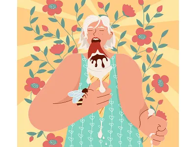 Girl with ice cream enjoy summertime