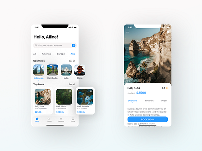 Travel Booking Tour App bali blue booking booking tour mobile tour travel travelling ui ux