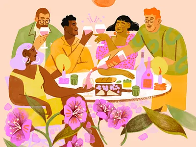 Rosé character digital editorial folioart food illustration olivia waller texture