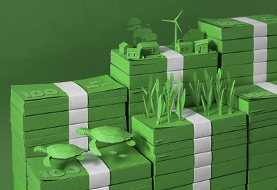 Foreign Aid 3d editorial folioart illustration money nature ollanski paper craft politics