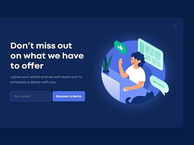 Request A Demo Popup call demo e learning illustration popup presentation remote web zoom