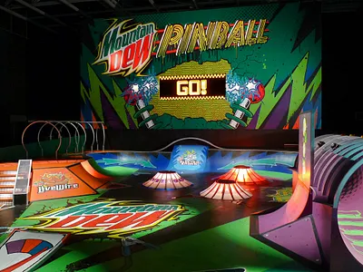 Mountain Dew Skate Pinball branding electric enviroment experience illustration mountain dew pinball skate