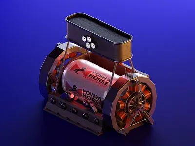 Power Horse 3d blender blender3d booth horse illustration isometric lowpoly machine power ui