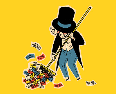 Monopoly character digital drawing editorial emanuel wiemans folioart illustration line