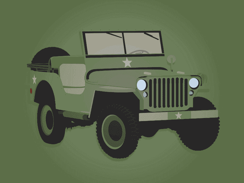 Jeepers 2d adobe illustrator car colorful digital flat gif history illustration jeep minimal vector