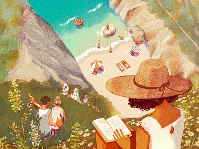Writers of the South character digital editorial folioart illustration landscape summer texture