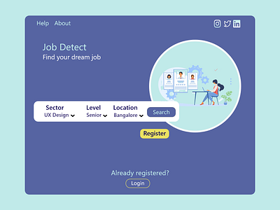 Job searching website landing page design typography ui ux