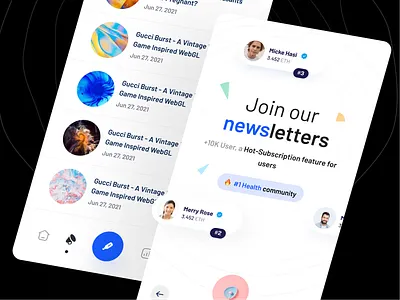 Newsletters Mobile App design app application design minimal mobile news newsletters profile status ui user ux