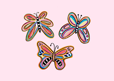 Colorful Butterflies butterflies butterfly color colorful design ill illustration ipad procreate texture