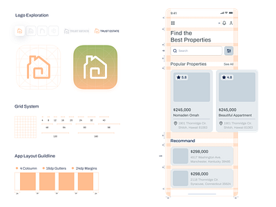 Guidelines For Trust Estate mobile app design app behance case study case study design design system grid guildline illustration landlord app layout mobile app realestate app spacing style guide tenant app trust estate app ui ux ux design visual design