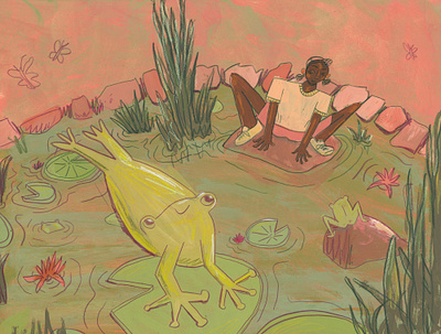 One with the Frogs childrens book illustration coloredpencil design drawing gouache illustration kid lit art painting photoshop