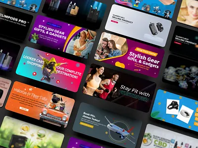 Web Banner | Shopify Banner Collection animation background photo banner branding design ecommerce slider graphic design illustration logo slider ui vector