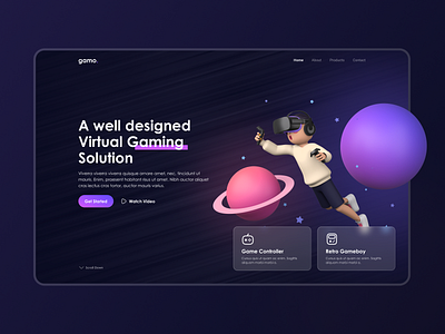 Gamo - Gaming Accessories Landing Page Header 3d concept controller dark design figma game gamer gaming gaming accessories gaming keypad landing page ui ui ux uidesign video game virtual reality vr web