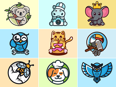 animal logos animal logos animal lovers animals art branding combination logo creative cute animals cute logo design designer fun design graphic design illustration logo logodesigner logos mascot designs playful designs vector