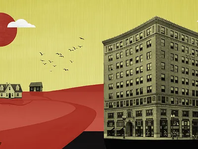 Distance Bias | Illustration for Studio Science Blog bias bitmap buildings collage distance house illustrator remote