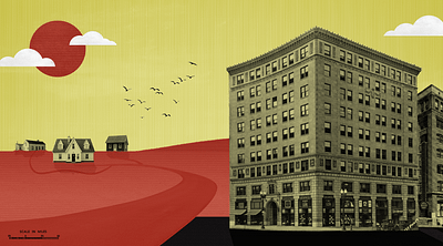 Distance Bias | Illustration for Studio Science Blog bias bitmap buildings collage distance house illustrator remote