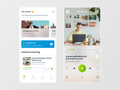 Podcast Listening App app app design design ios listemimg minimalistic mobile motivation player podcast talks ui ux white