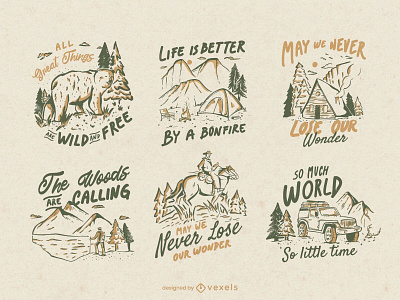 Winter badge badge cowboy design hand drawn illustration ink label print season stay cozy vector winter