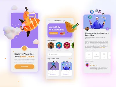 Online Course Mobile App app course design e course learning minimal minimalist mobile online online class online course ui ux