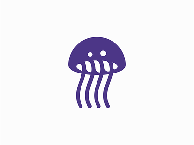Jellyfish Logo animal aquarium branding design geometric identity illustration jellyfish logo marine mark mascot minimalist ocean sea simple squid symbol tentacle vector