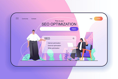 Seo Optimization Landing Page 3d animation 3d art 3d illustration app banner cartoon design flat graphic header homepage icon illustration landing landing page logo page scene vector website