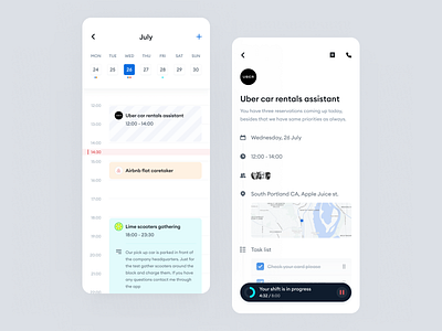 Hiring Mobile App app appointment calendar date details figma hire hiring job management map mobile overview planning schedule task timeline ui ux widelab