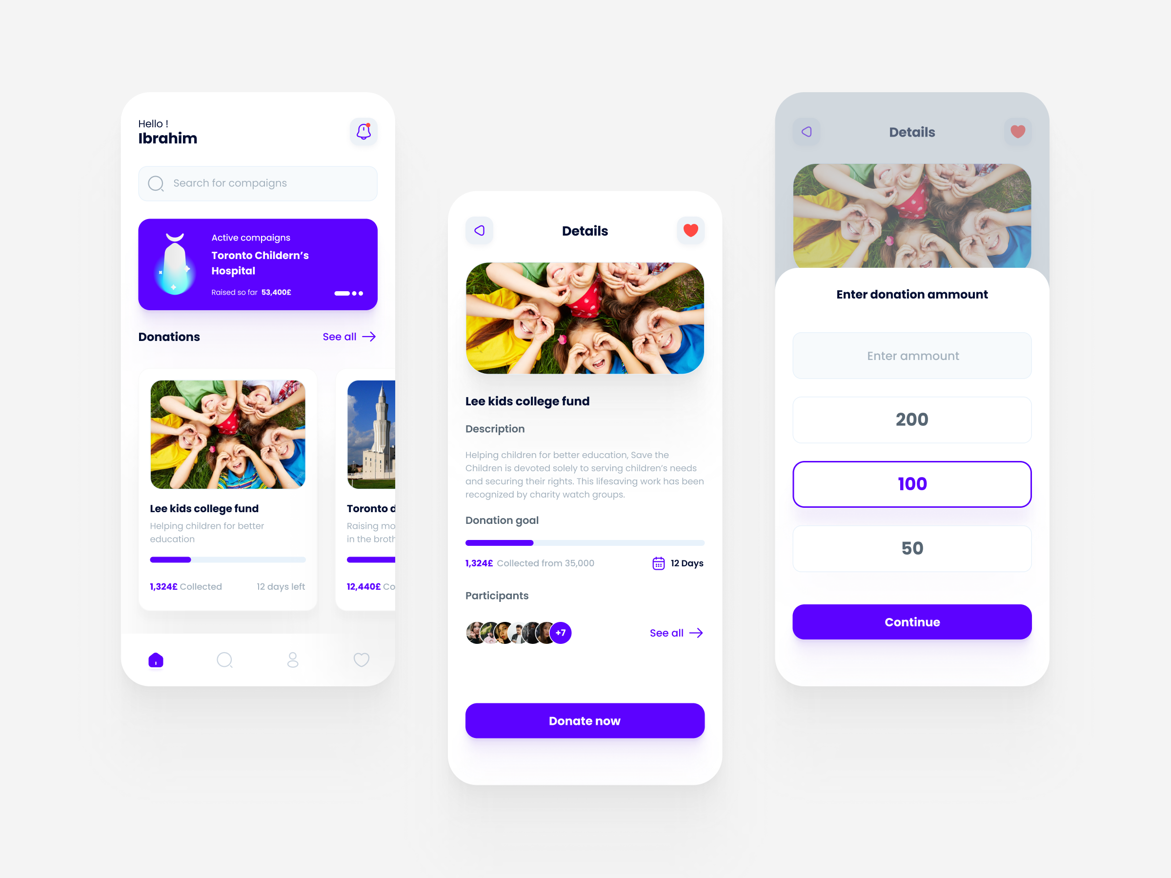 Example of Giveummah - Donation app concept